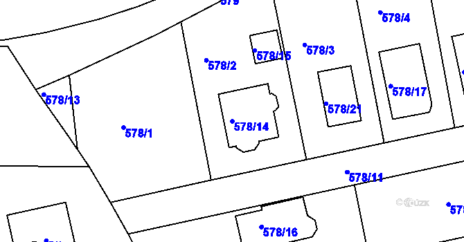 Parcela st. 578/14 v KÚ Staré Sedlo u Sokolova, Katastrální mapa