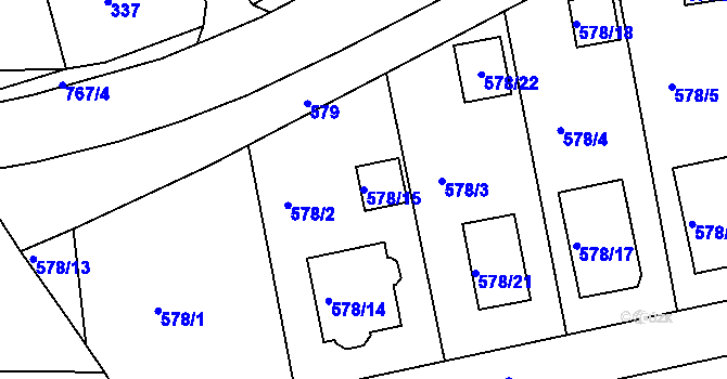 Parcela st. 578/15 v KÚ Staré Sedlo u Sokolova, Katastrální mapa