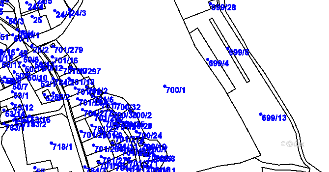 Parcela st. 700/1 v KÚ Staré Sedlo u Sokolova, Katastrální mapa
