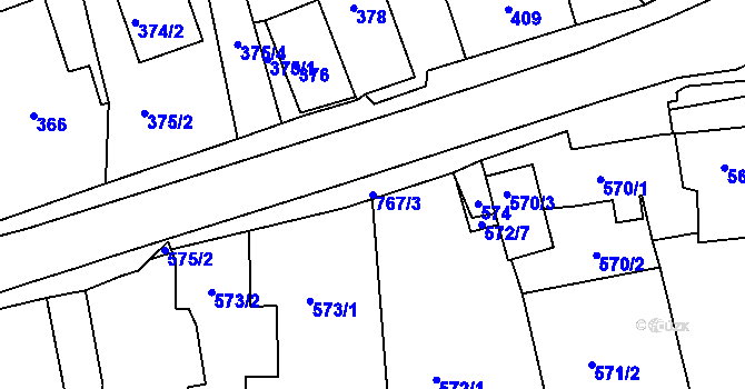 Parcela st. 767/3 v KÚ Staré Sedlo u Sokolova, Katastrální mapa