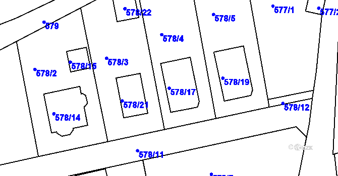 Parcela st. 578/17 v KÚ Staré Sedlo u Sokolova, Katastrální mapa