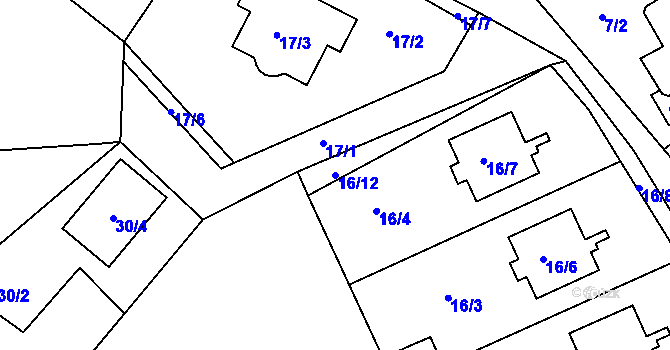 Parcela st. 16/12 v KÚ Staré Sedlo u Sokolova, Katastrální mapa