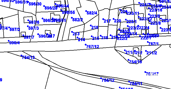 Parcela st. 767/12 v KÚ Staré Sedlo u Sokolova, Katastrální mapa