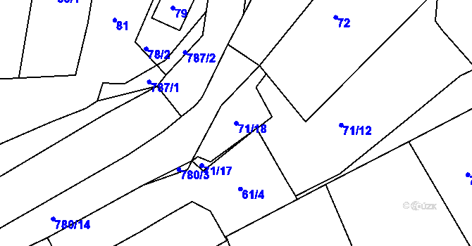 Parcela st. 71/18 v KÚ Staré Sedlo u Sokolova, Katastrální mapa