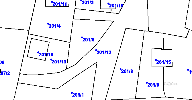 Parcela st. 201/12 v KÚ Staré Sedlo u Sokolova, Katastrální mapa