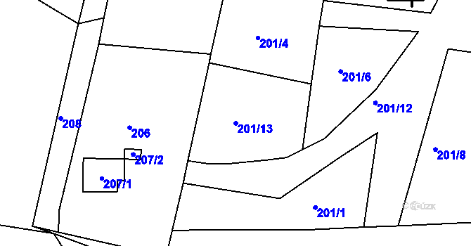 Parcela st. 201/13 v KÚ Staré Sedlo u Sokolova, Katastrální mapa