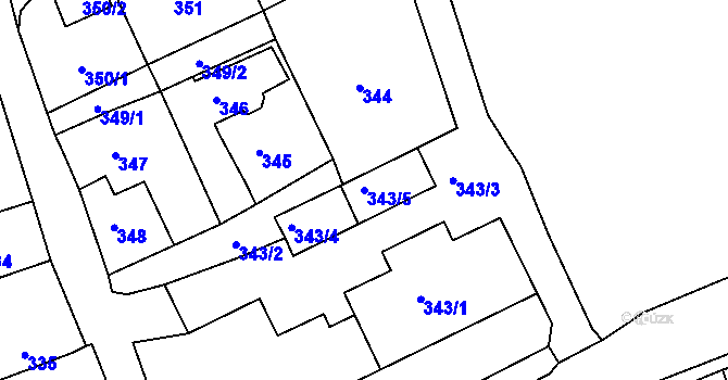 Parcela st. 343/5 v KÚ Staré Sedlo u Sokolova, Katastrální mapa