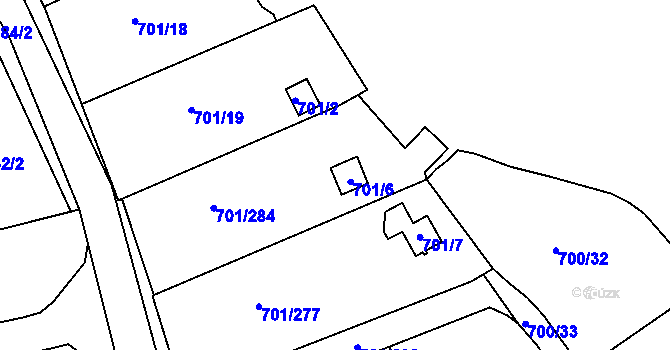 Parcela st. 701/6 v KÚ Staré Sedlo u Sokolova, Katastrální mapa