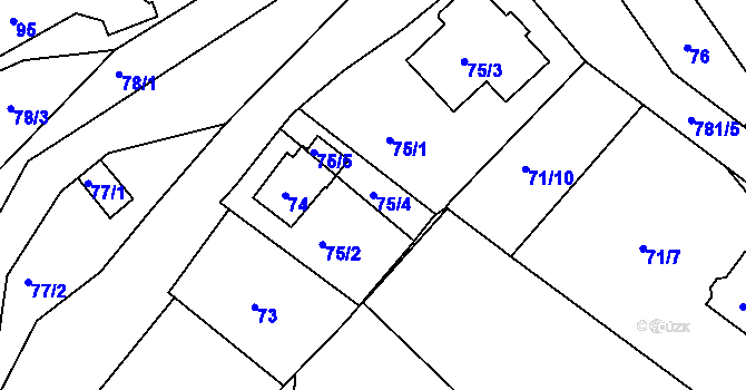 Parcela st. 75/4 v KÚ Staré Sedlo u Sokolova, Katastrální mapa