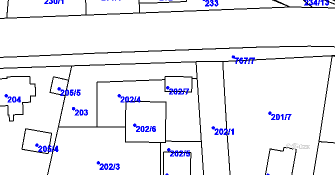 Parcela st. 202/7 v KÚ Staré Sedlo u Sokolova, Katastrální mapa