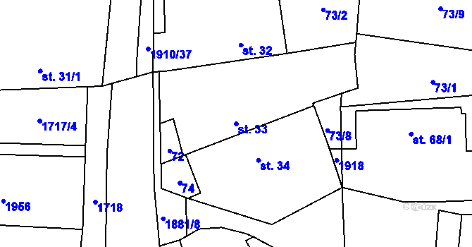 Parcela st. 33 v KÚ Darmyšl, Katastrální mapa