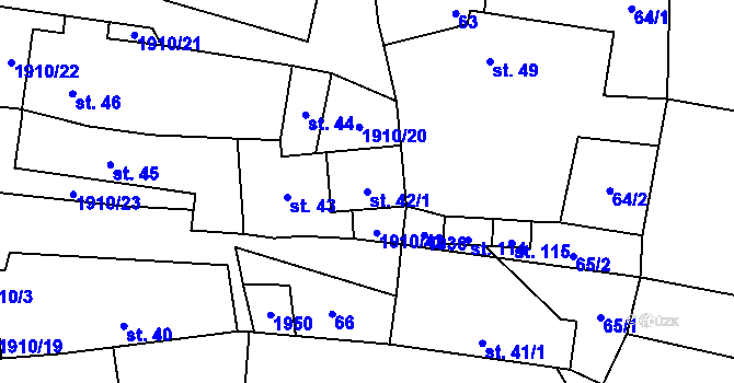 Parcela st. 42/1 v KÚ Darmyšl, Katastrální mapa