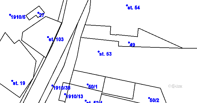 Parcela st. 53 v KÚ Darmyšl, Katastrální mapa
