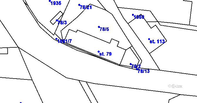 Parcela st. 79 v KÚ Darmyšl, Katastrální mapa