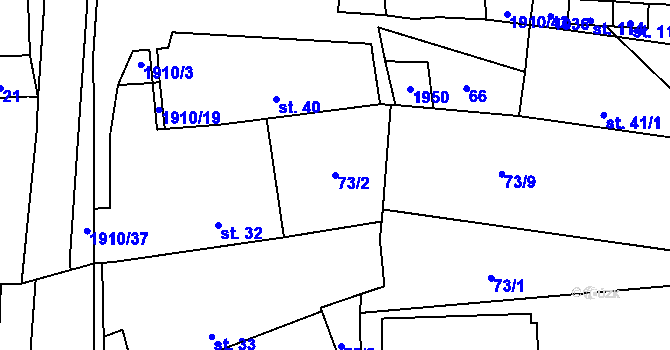 Parcela st. 73/2 v KÚ Darmyšl, Katastrální mapa