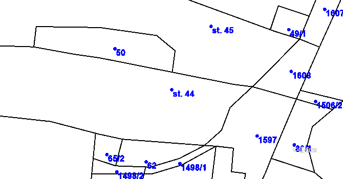 Parcela st. 44 v KÚ Racov, Katastrální mapa