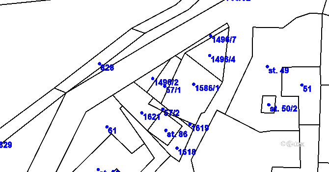 Parcela st. 57/1 v KÚ Racov, Katastrální mapa