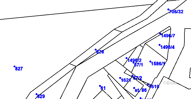 Parcela st. 828 v KÚ Racov, Katastrální mapa