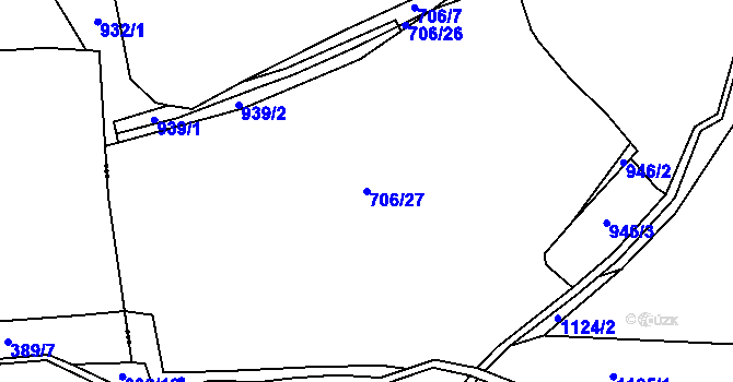 Parcela st. 706/27 v KÚ Racov, Katastrální mapa