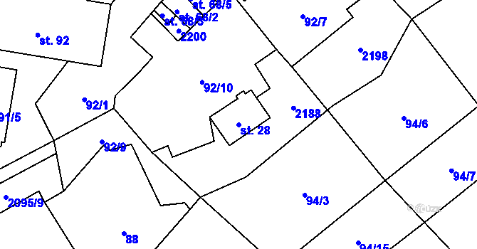 Parcela st. 28 v KÚ Staré Sedlo u Tachova, Katastrální mapa