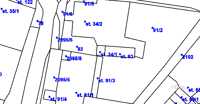 Parcela st. 34/1 v KÚ Staré Sedlo u Tachova, Katastrální mapa