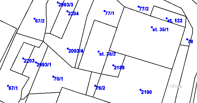 Parcela st. 35/2 v KÚ Staré Sedlo u Tachova, Katastrální mapa
