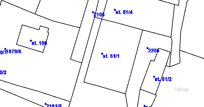 Parcela st. 51/1 v KÚ Staré Sedlo u Tachova, Katastrální mapa