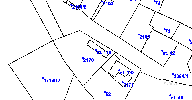 Parcela st. 110 v KÚ Staré Sedlo u Tachova, Katastrální mapa
