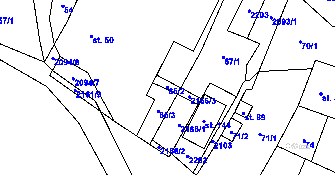 Parcela st. 65/2 v KÚ Staré Sedlo u Tachova, Katastrální mapa