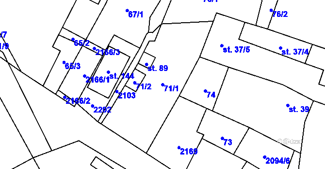 Parcela st. 71/1 v KÚ Staré Sedlo u Tachova, Katastrální mapa