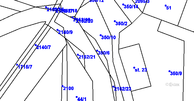 Parcela st. 350/6 v KÚ Staré Sedlo u Tachova, Katastrální mapa