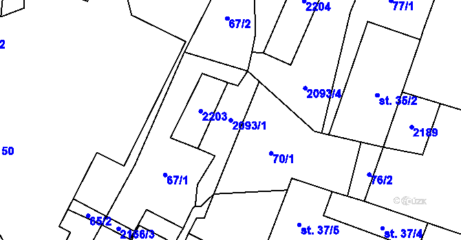 Parcela st. 2093/1 v KÚ Staré Sedlo u Tachova, Katastrální mapa