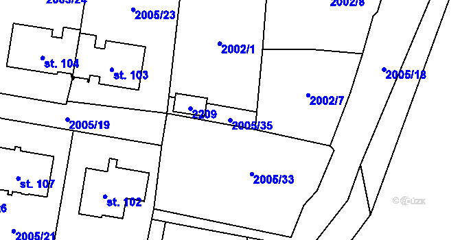 Parcela st. 2005/35 v KÚ Staré Sedlo u Tachova, Katastrální mapa