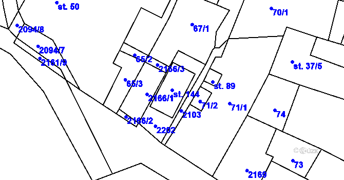 Parcela st. 144 v KÚ Staré Sedlo u Tachova, Katastrální mapa