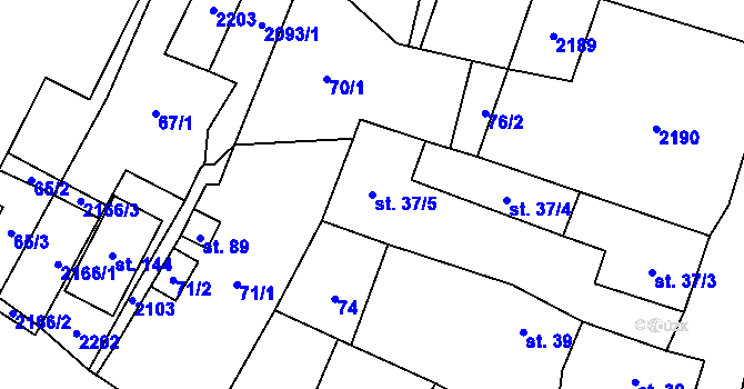 Parcela st. 37/5 v KÚ Staré Sedlo u Tachova, Katastrální mapa