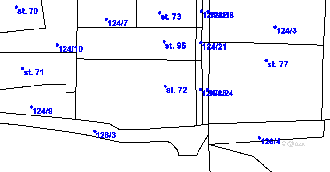 Parcela st. 72 v KÚ Nevratice, Katastrální mapa