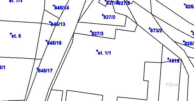 Parcela st. 1/1 v KÚ Staré Smrkovice, Katastrální mapa