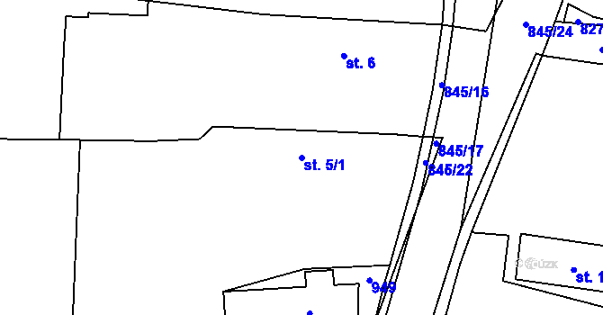 Parcela st. 5/1 v KÚ Staré Smrkovice, Katastrální mapa