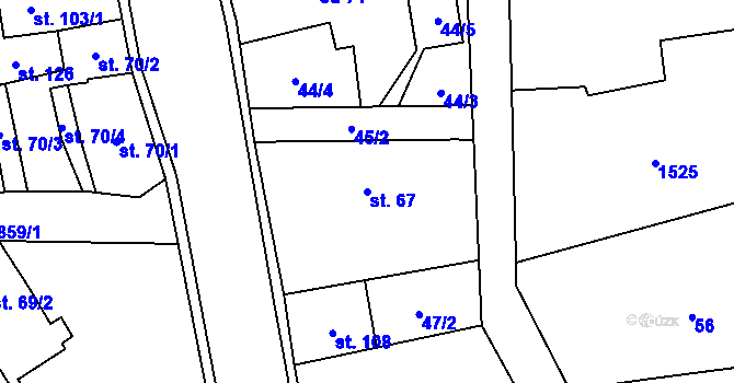 Parcela st. 67 v KÚ Staré Smrkovice, Katastrální mapa