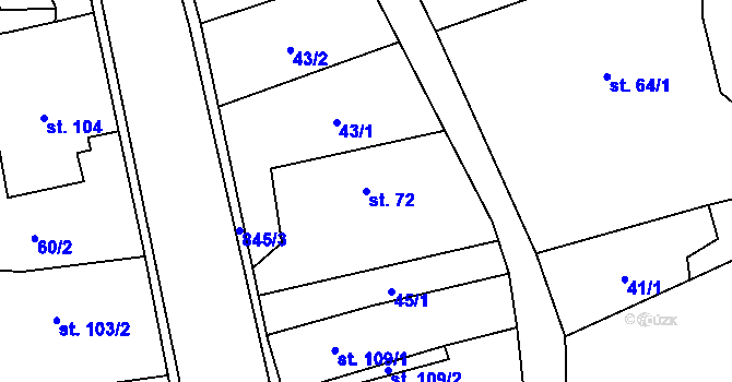 Parcela st. 72 v KÚ Staré Smrkovice, Katastrální mapa