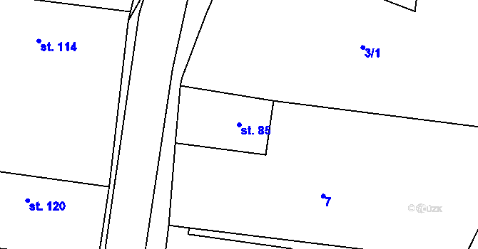 Parcela st. 85 v KÚ Staré Smrkovice, Katastrální mapa