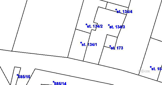 Parcela st. 134/1 v KÚ Staré Smrkovice, Katastrální mapa