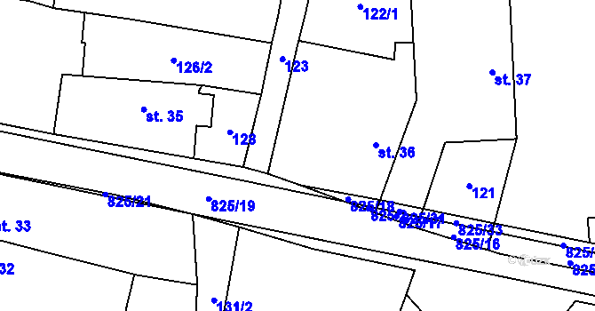 Parcela st. 122/2 v KÚ Staré Smrkovice, Katastrální mapa