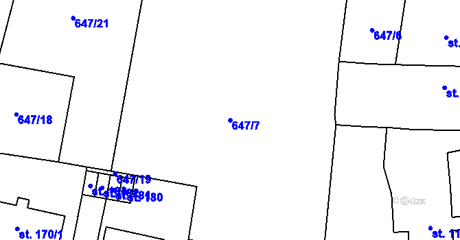 Parcela st. 647/7 v KÚ Staré Smrkovice, Katastrální mapa