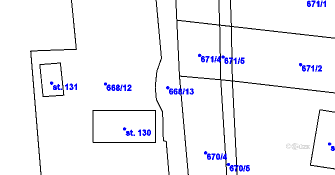 Parcela st. 668/13 v KÚ Staré Smrkovice, Katastrální mapa