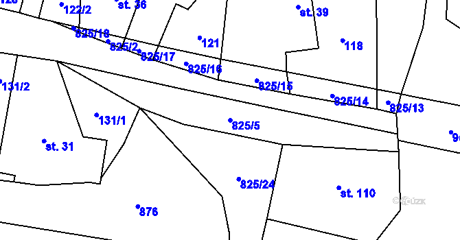 Parcela st. 825/5 v KÚ Staré Smrkovice, Katastrální mapa
