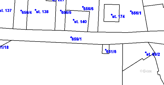 Parcela st. 859/2 v KÚ Staré Smrkovice, Katastrální mapa