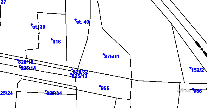 Parcela st. 875/11 v KÚ Staré Smrkovice, Katastrální mapa