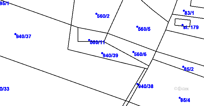Parcela st. 940/39 v KÚ Staré Smrkovice, Katastrální mapa