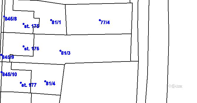 Parcela st. 77/3 v KÚ Staré Smrkovice, Katastrální mapa